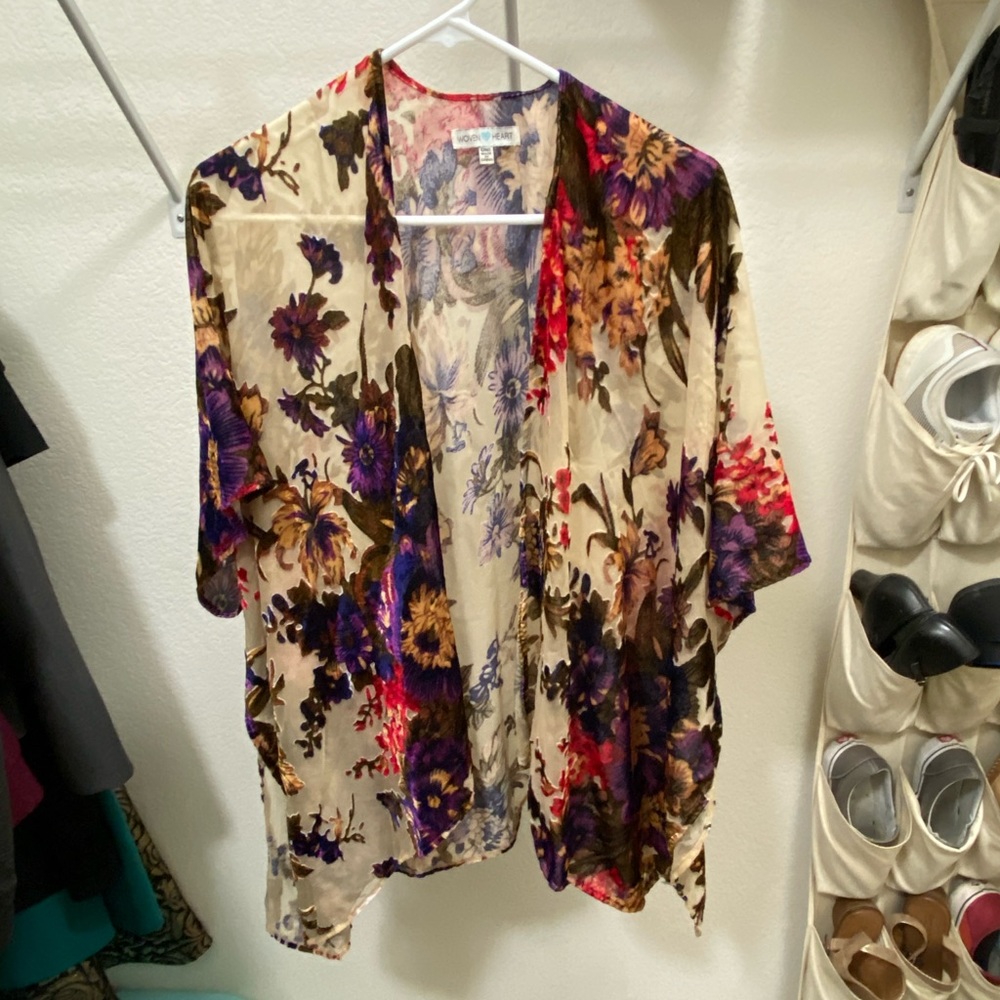 Woven Heart limited mesh and velvet kimono coverup